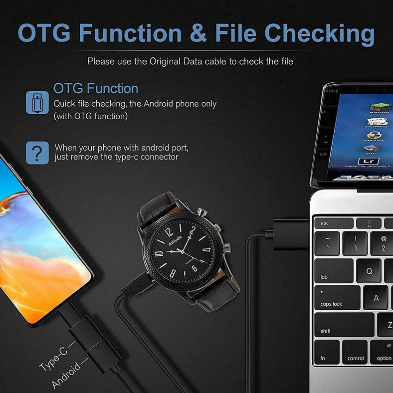 Spy watch camera, spy watch hidden camera with infrared night vision, can record video and audio, mini hidden spy camera, mini body camera with time display