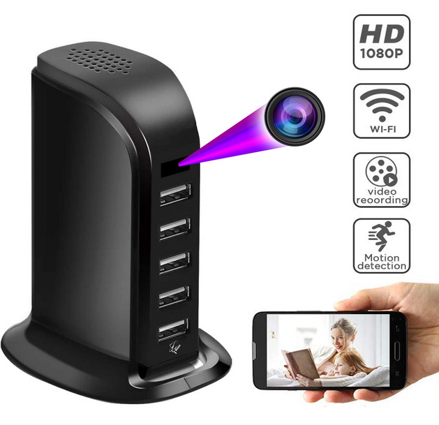 USB HUB WIFI camera, hidden camera, pinhole camera, 1080P HD camera, with night vision/motion detection function, supports memory card and mobile phone APP remote monitoring