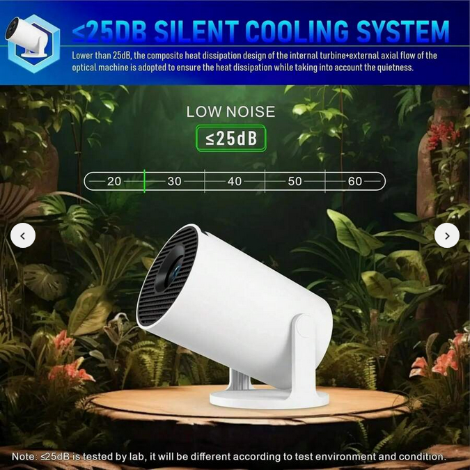 HY300 Pro Smart Android 11 Mini Projector | 4K/1080P Support, WiFi 6 And BT 5.0 Portable Home Theatre With Auto Level Correction, Outdoor Movie Projector