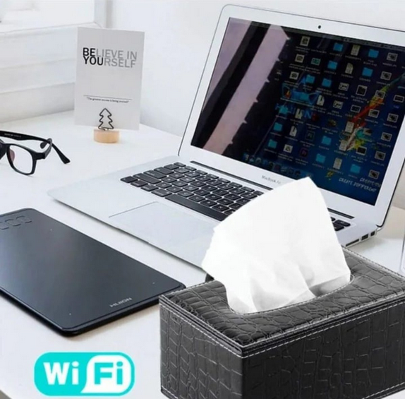 Tissue box hidden camera, WIFI camera, with night/motion detection, supports memory card and mobile phone APP remote monitoring