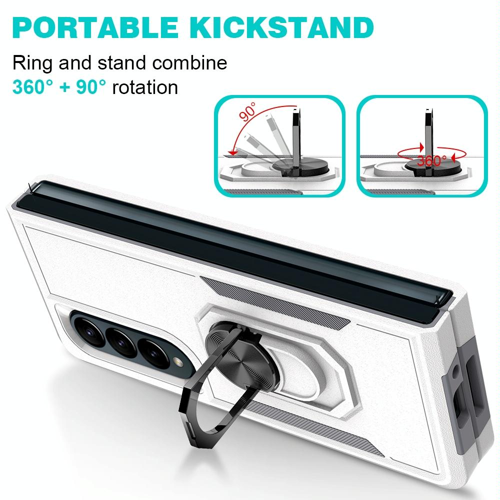 NNEDSZ Galaxy Z Fold 4 Tpu Shockproof Case With Ring - 2 In 1 Design - Pink-4