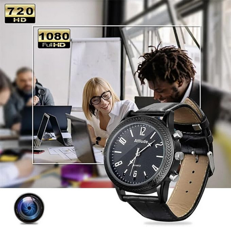 Spy Watch Camera, Spy Watches Hidden Camera with IR Night Vision Capable of Recording Video and Audio, Mini Hidden Spy Camera 32G Build-in Memory, Mini Body Cam with Time Display