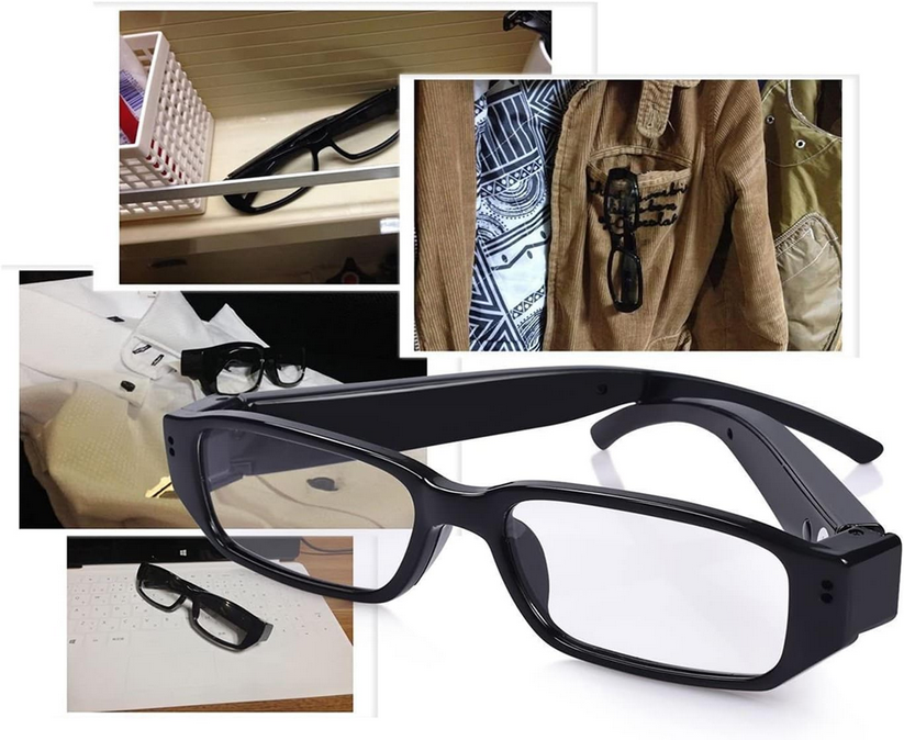 Glasses pinhole camera, 1080P HD camera, hidden camera, supports memory card and night vision function