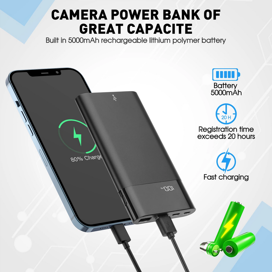 H3 1080P Power Bank Hidden Camera with Night Vision and Memory Card Support