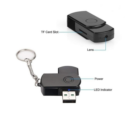 1080P Spy Camera USB Flash Drive with Night Vision/HD Video + Motion Detection