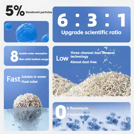 6L Tofu Cat Litter, High-Quality Mixed Tofu Cat Litter, Premium Natural Brazilian Gusin