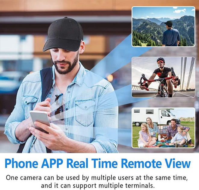 Hat hidden camera, WIFI camera, 1080P HD camera, with night vision/motion detection, supports memory card and mobile phone APP remote monitoring camera