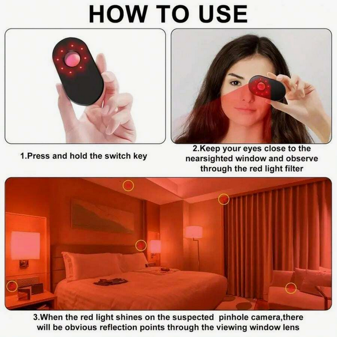 Infrared Detector Hotel Anti-snooping Camera Detector Anti-surveillance Inspection Security Protection Bug Sensor Detector