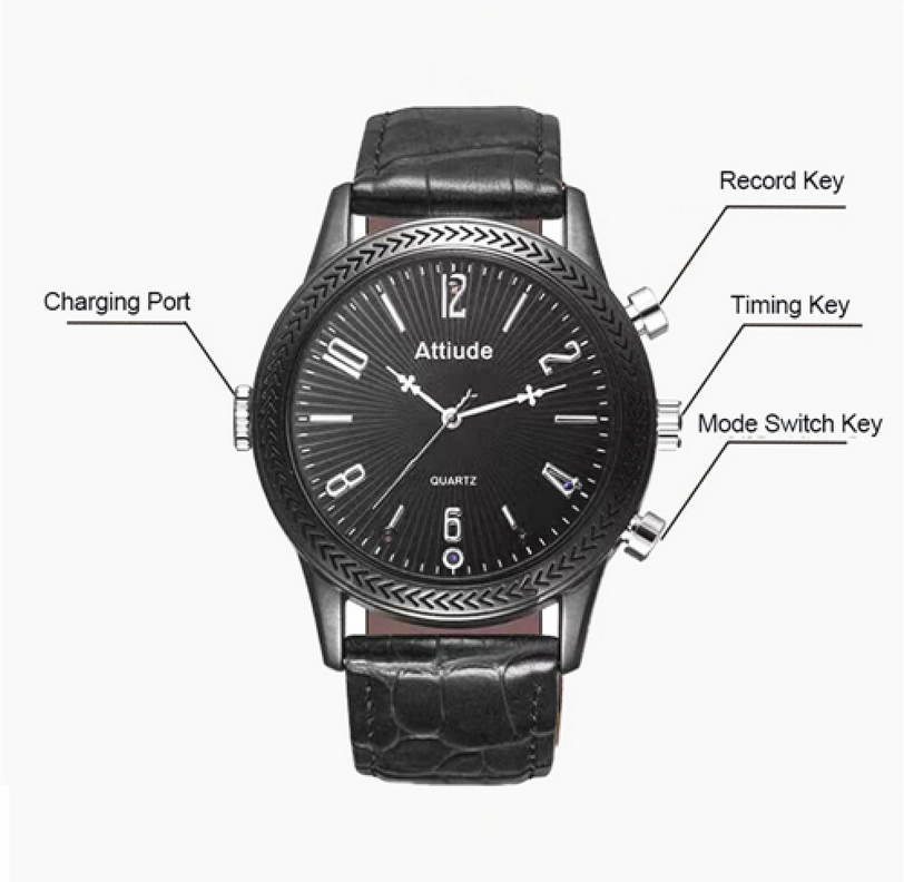 Spy Watch Camera, Spy Watches Hidden Camera with IR Night Vision Capable of Recording Video and Audio, Mini Hidden Spy Camera 32G Build-in Memory, Mini Body Cam with Time Display