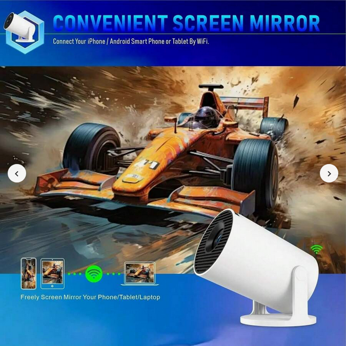 HY300 Pro Smart Android 11 Mini Projector | 4K/1080P Support, WiFi 6 And BT 5.0 Portable Home Theatre With Auto Level Correction, Outdoor Movie Projector
