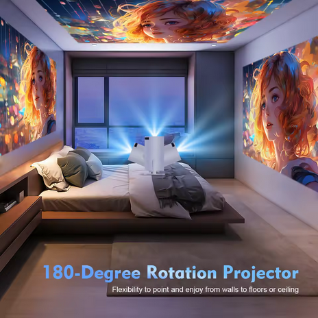 HY300 Pro Smart Android 11 Mini Projector | 4K/1080P Support, WiFi 6 And BT 5.0 Portable Home Theatre With Auto Level Correction, Outdoor Movie Projector