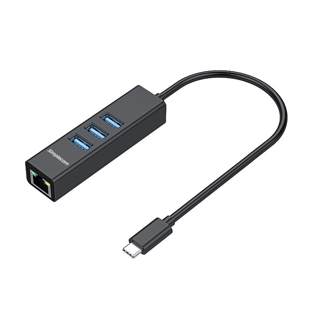 NNEDSZ CHN421 Aluminium USB-C to 3 Port USB HUB with Gigabit Ethernet Adapter Black-0