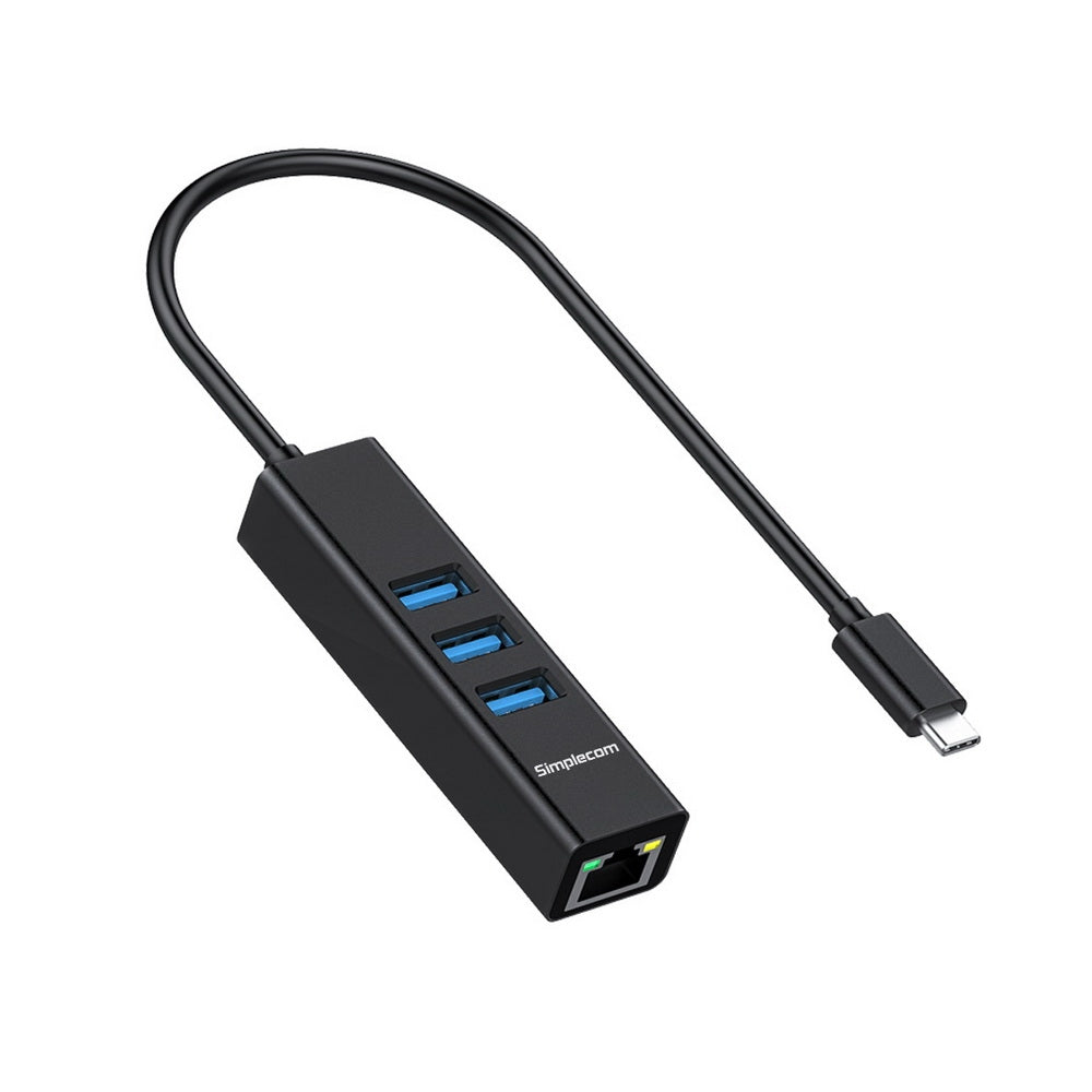 NNEDSZ CHN421 Aluminium USB-C to 3 Port USB HUB with Gigabit Ethernet Adapter Black-1